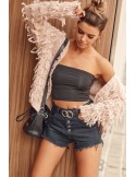 Black denim shorts with buttons 6750 - Online store - Boutique